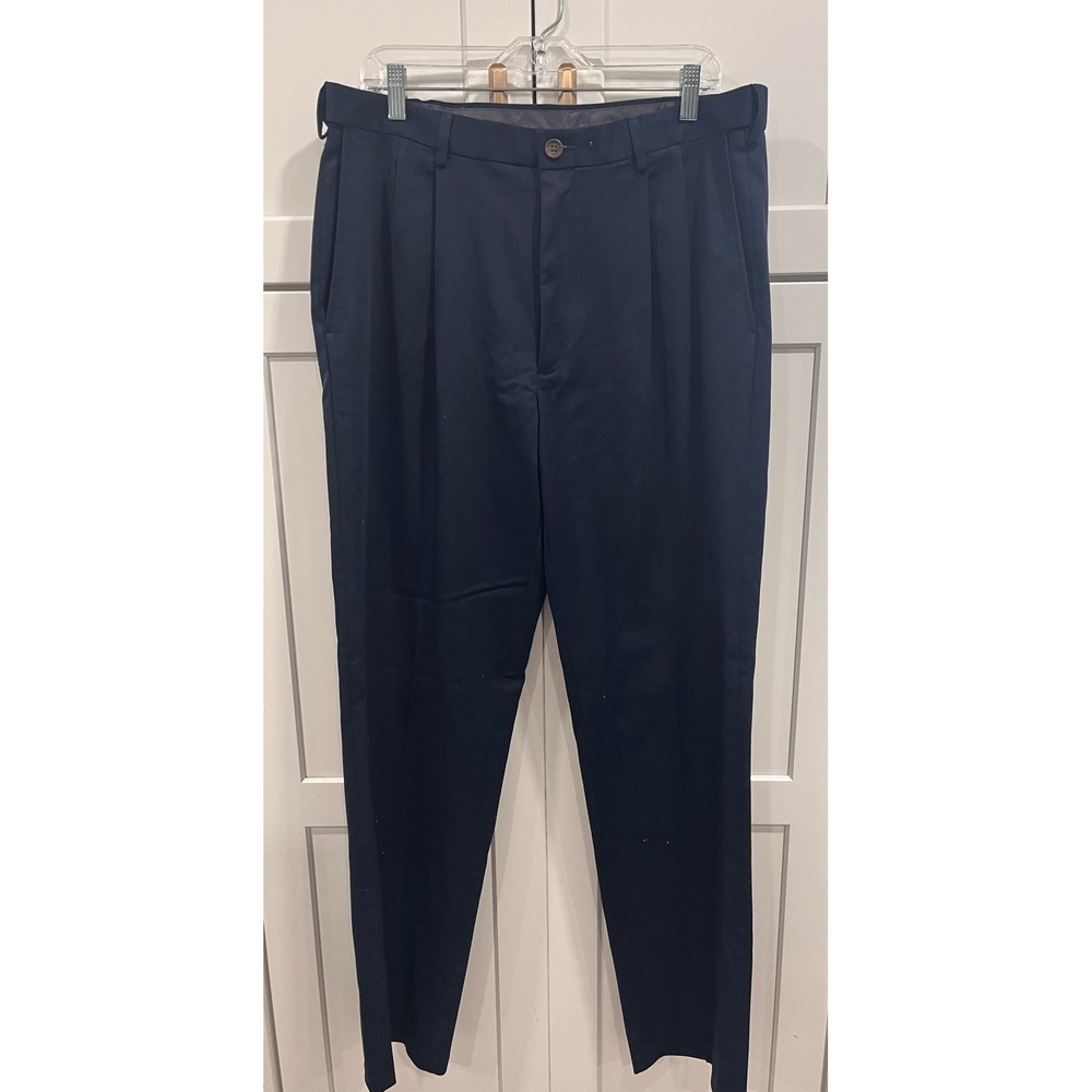 Haggar Mens Classic Fit Premium No Iron Khaki Pants Navy 36x34